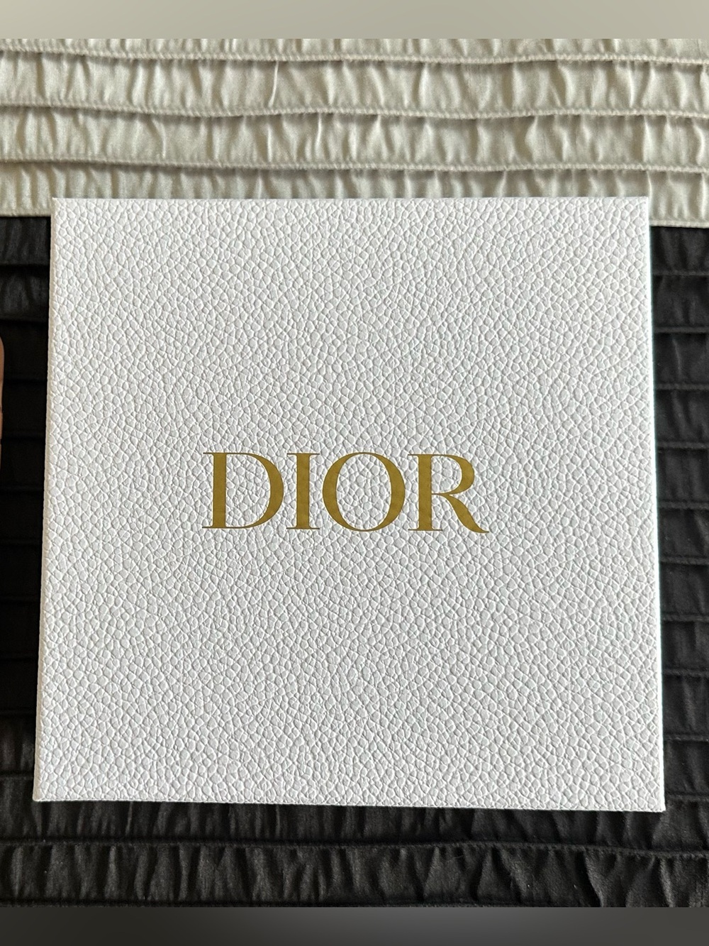 Dior White Textured Gift Box with Gold Logo